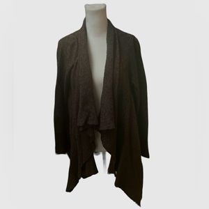 Free People Taupe Brown Wool Blend Long Oversized Duster Medium Sweater Ruffle